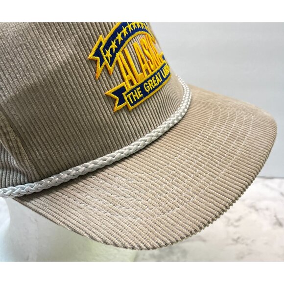 Vintage Alaska Corduroy Snapback Hat The Great Land Embroidered Adjustable Cap - Picture 7 of 9